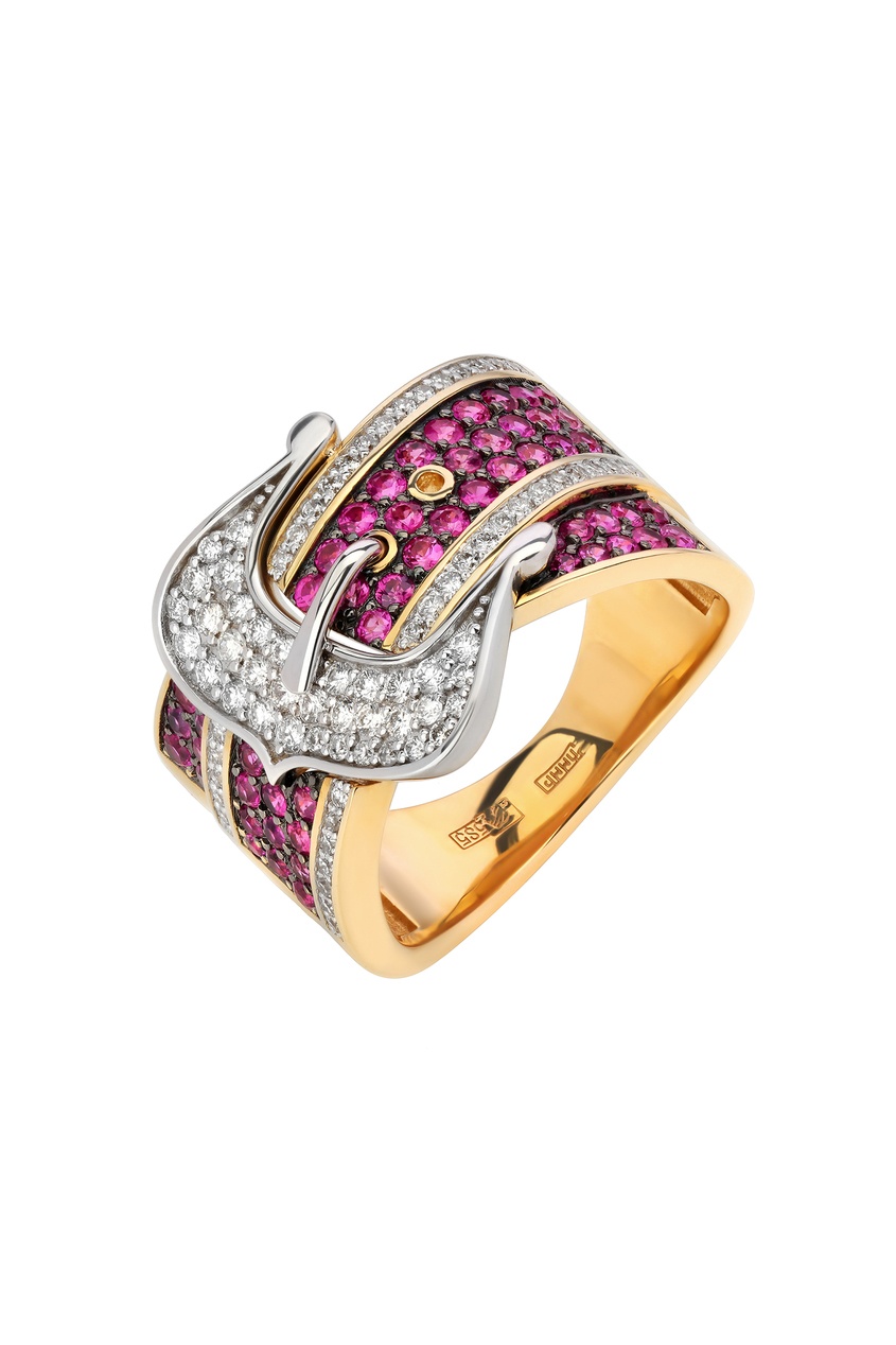 фото Золотое кольцо с бриллиантами и рубинами Кремлевские мастера