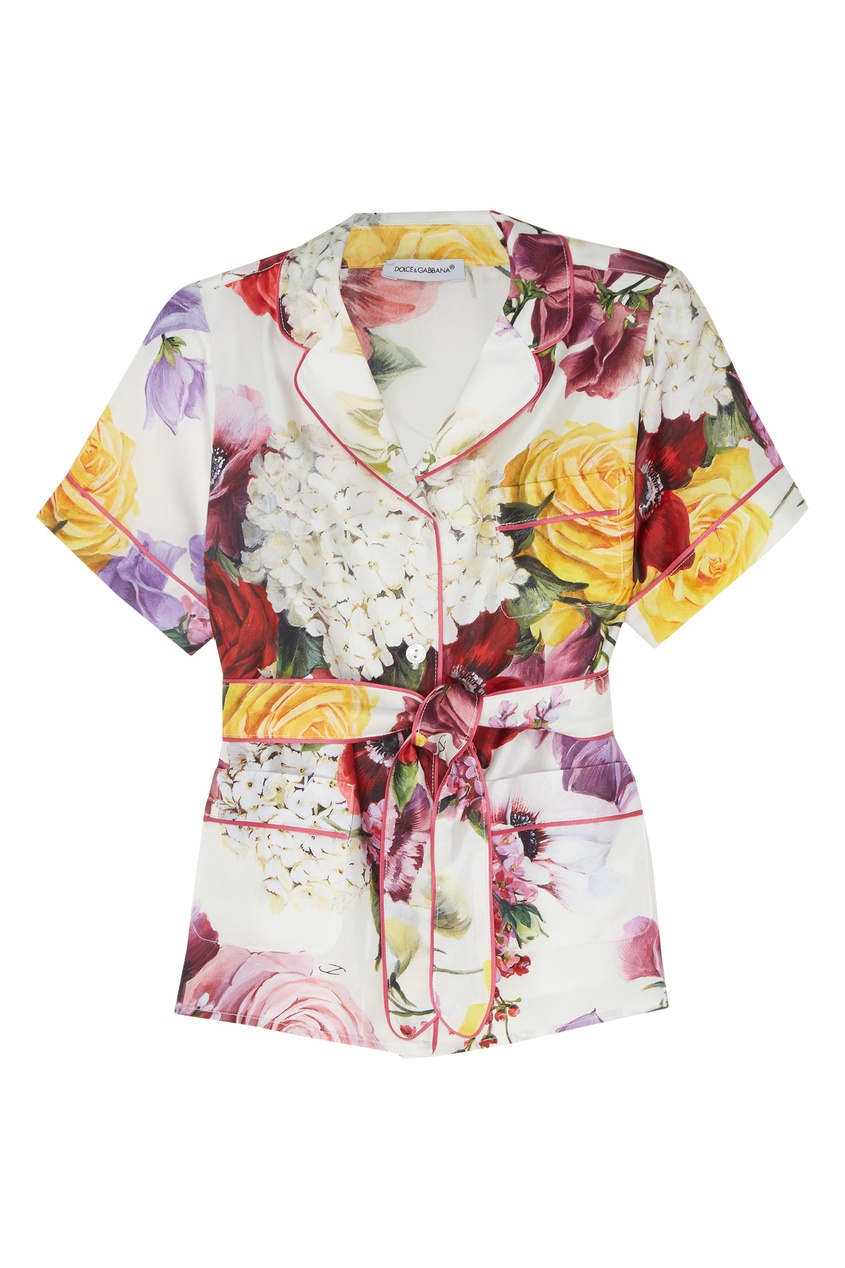 фото Шелковая рубашка с цветочным принтом dolce&gabbana