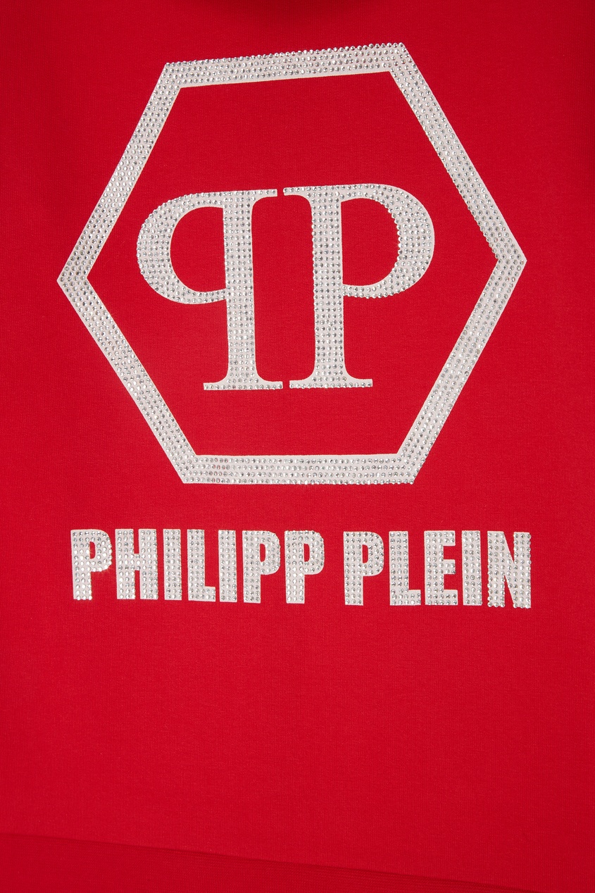 фото Красное худи с логотипом philipp plein kids