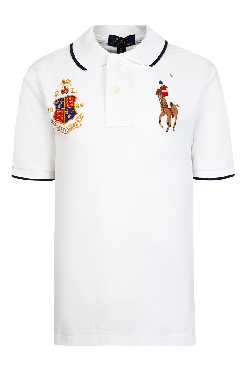 фото Белое поло с вышивкой polo ralph lauren kids