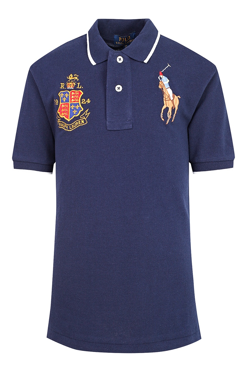 фото Синее поло с вышивкой polo ralph lauren kids