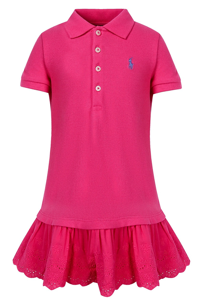 фото Розовое платье с оборкой polo ralph lauren kids