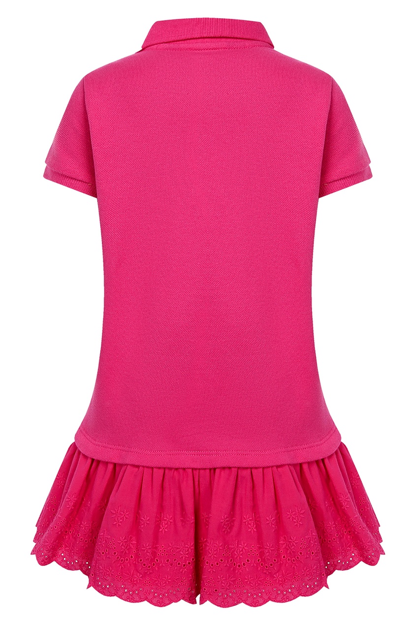 фото Розовое платье с оборкой polo ralph lauren kids