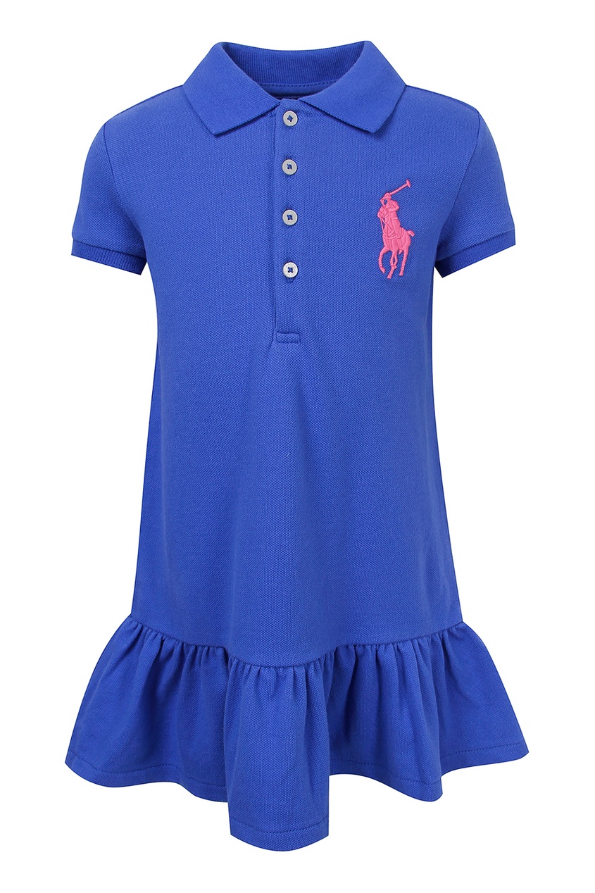 фото Синее платье с оборкой Polo ralph lauren kids