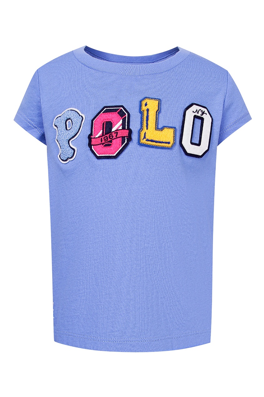 фото Голубая футболка с надписью polo ralph lauren kids