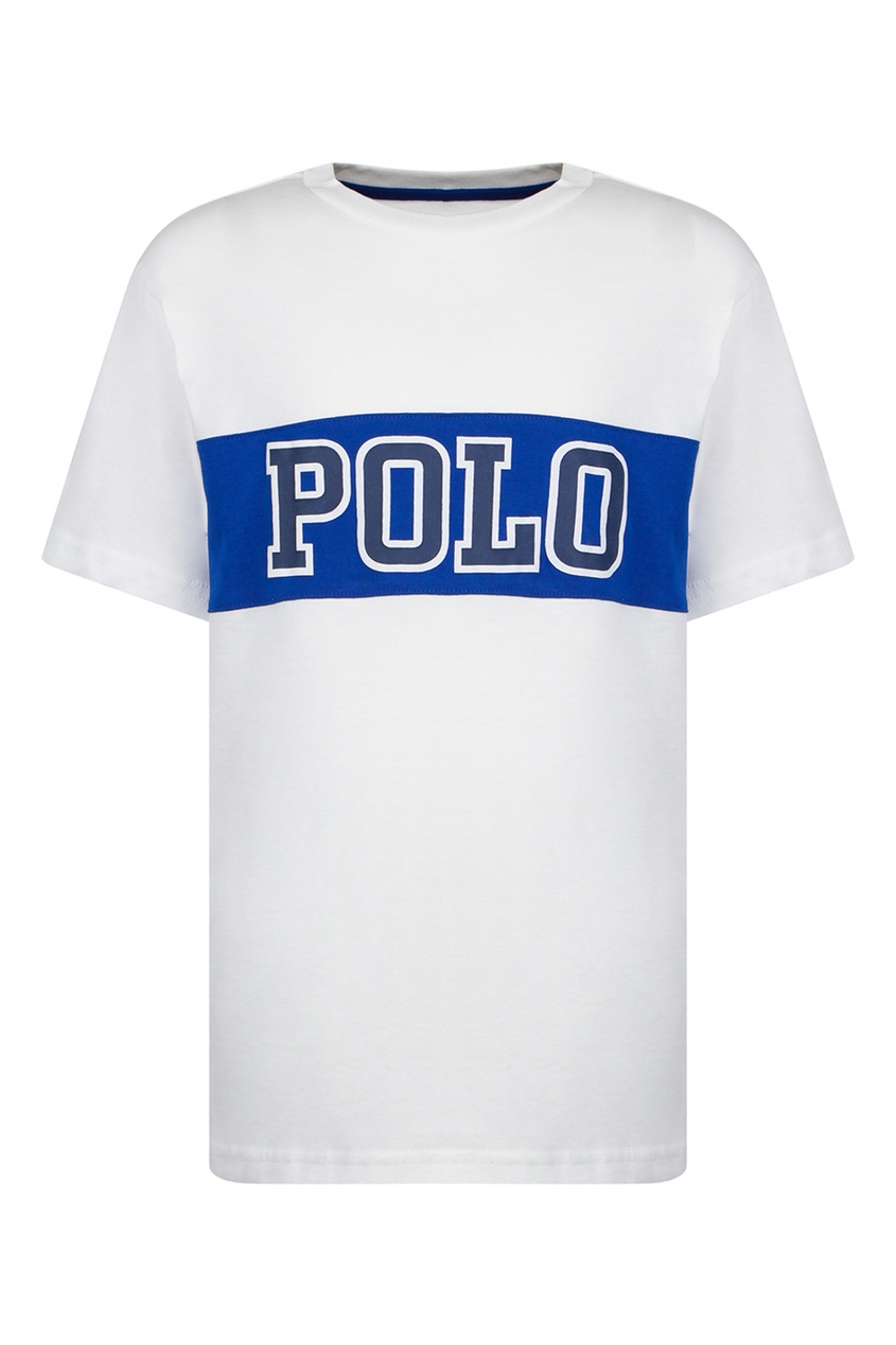 фото Белая футболка с надписью polo ralph lauren kids