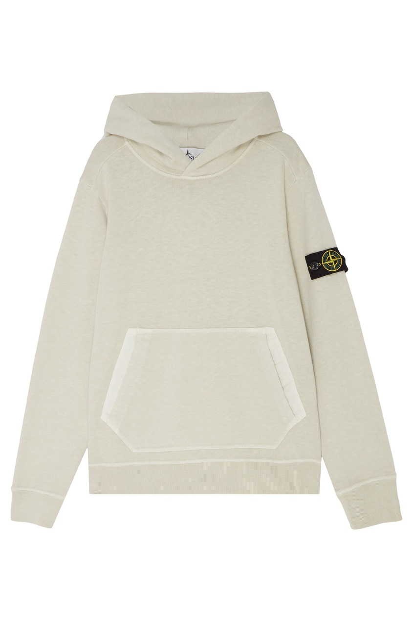 фото Бежевое хлопковое худи stone island kids