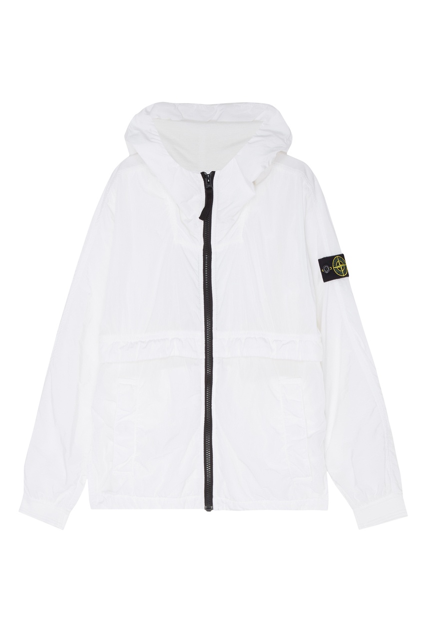 фото Белая куртка на молнии stone island kids