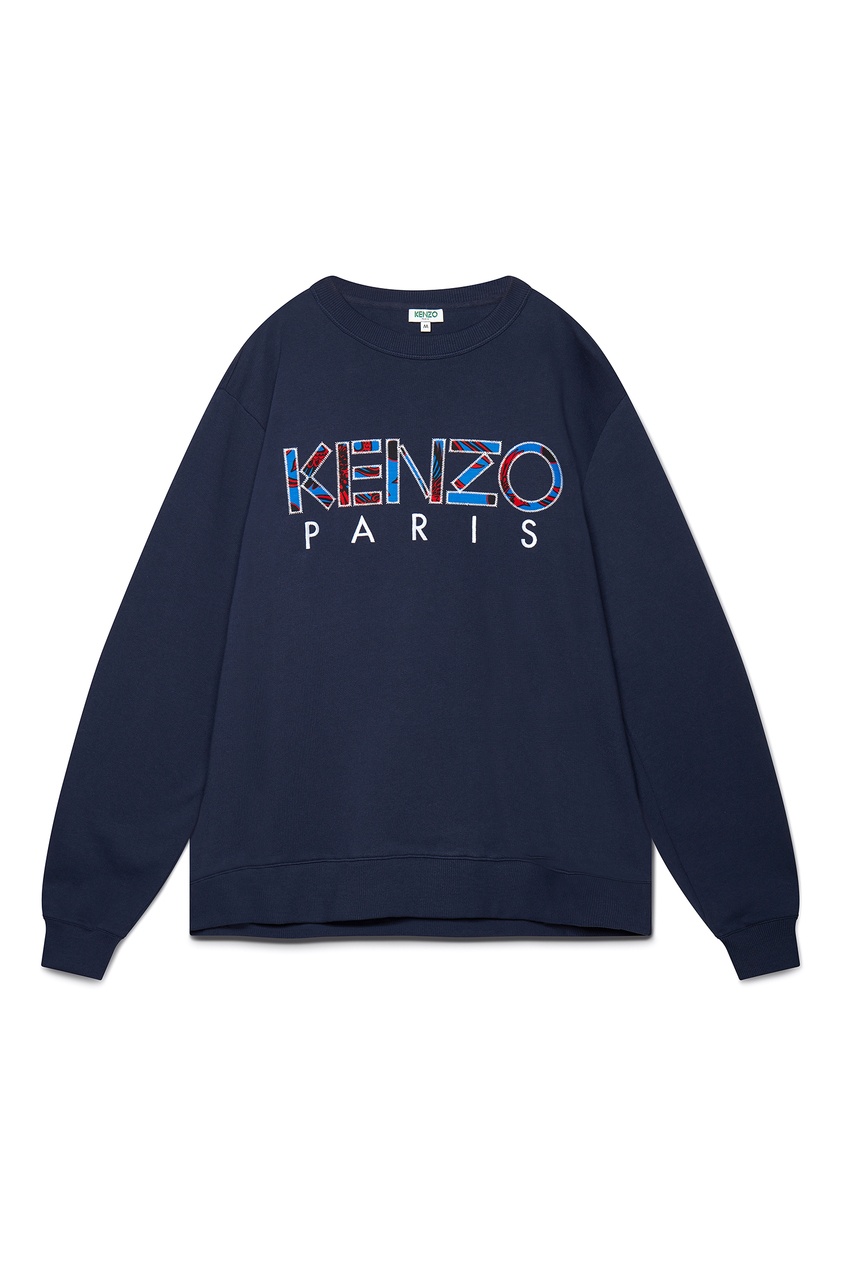 фото Темно-синий свитшот с логотипом Kenzo