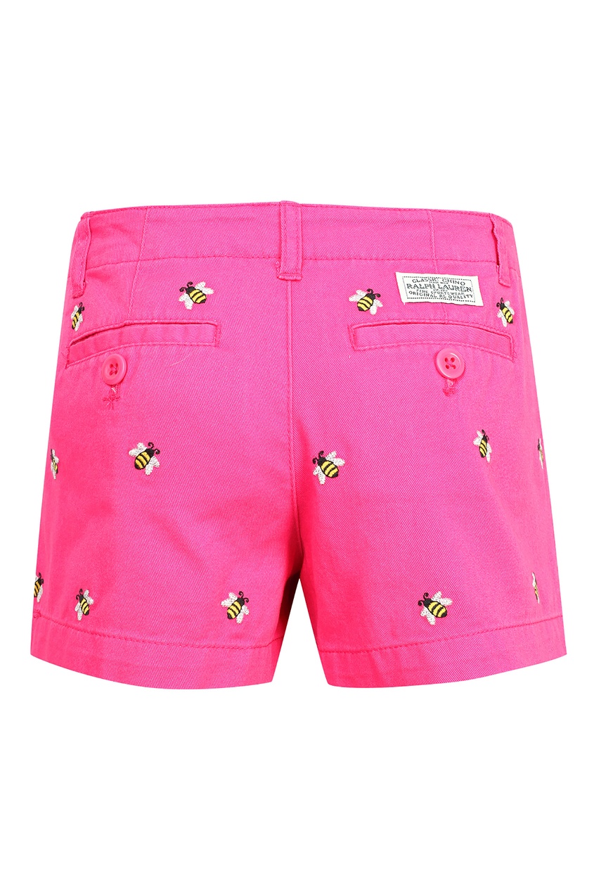 фото Короткие розовые шорты с вышивкой Polo ralph lauren kids