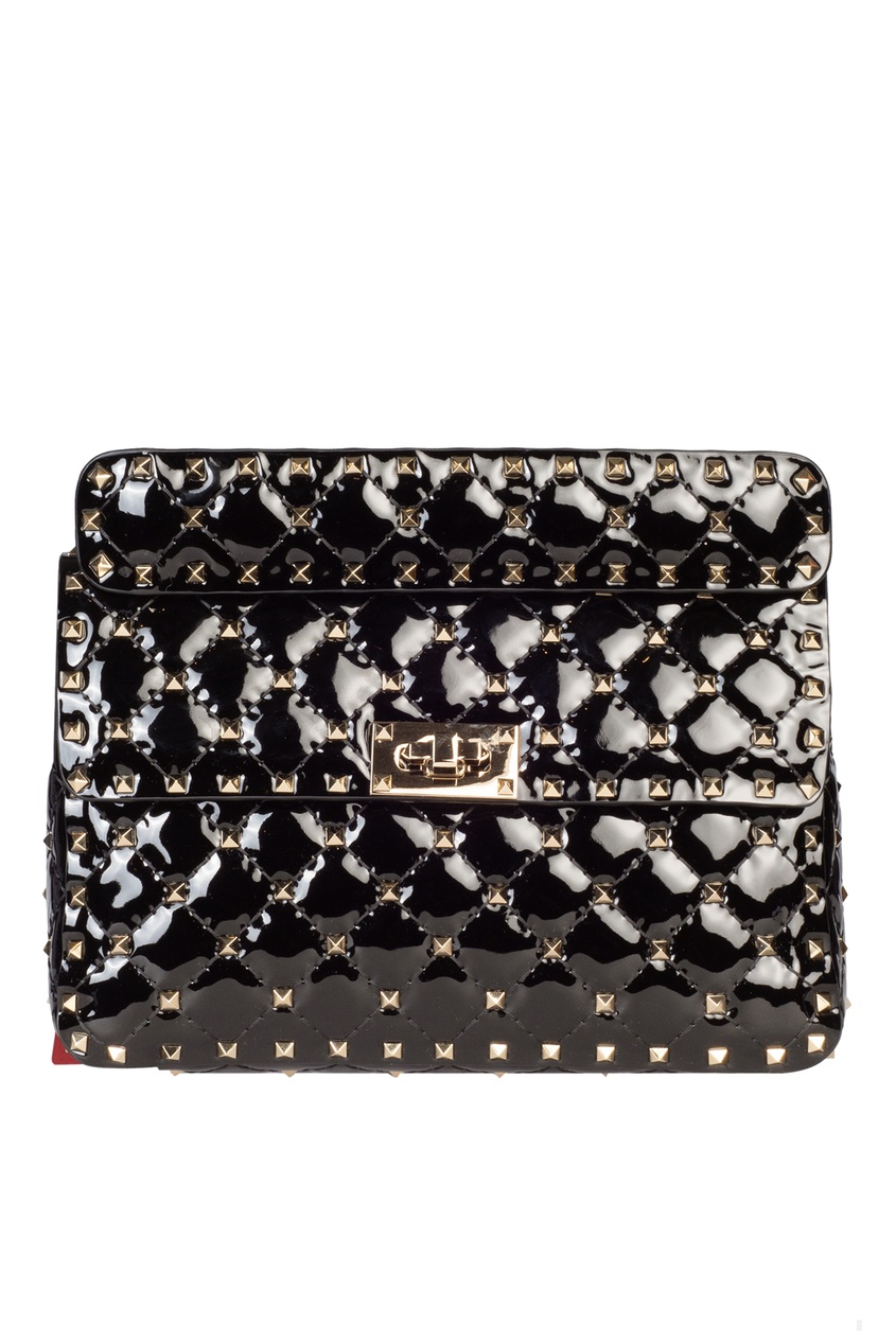 

Черная лакированная сумка Rockstud Spike, Черный, Черная лакированная сумка Rockstud Spike