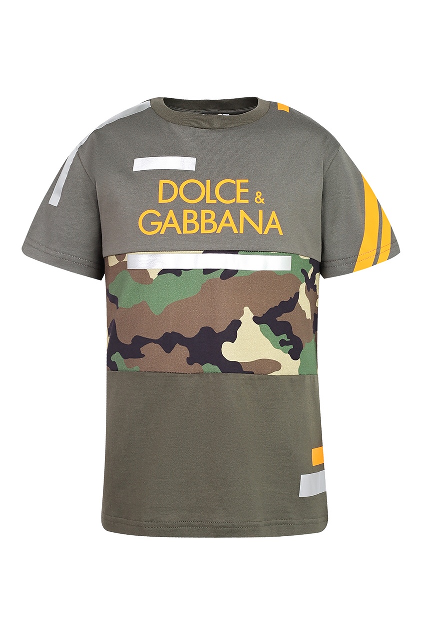 фото Комбинированная футболка с надписью dolce&gabbana