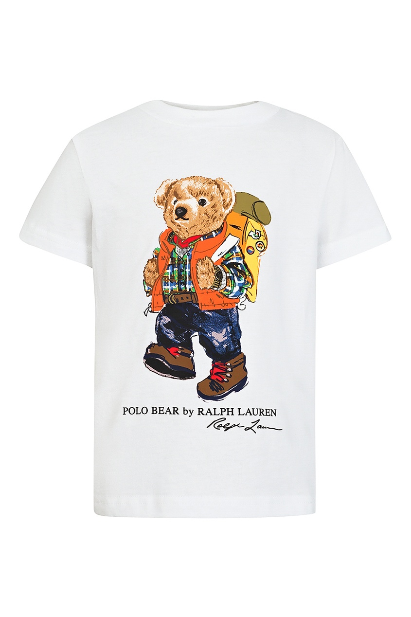 фото Белая футболка с рисунком polo ralph lauren kids