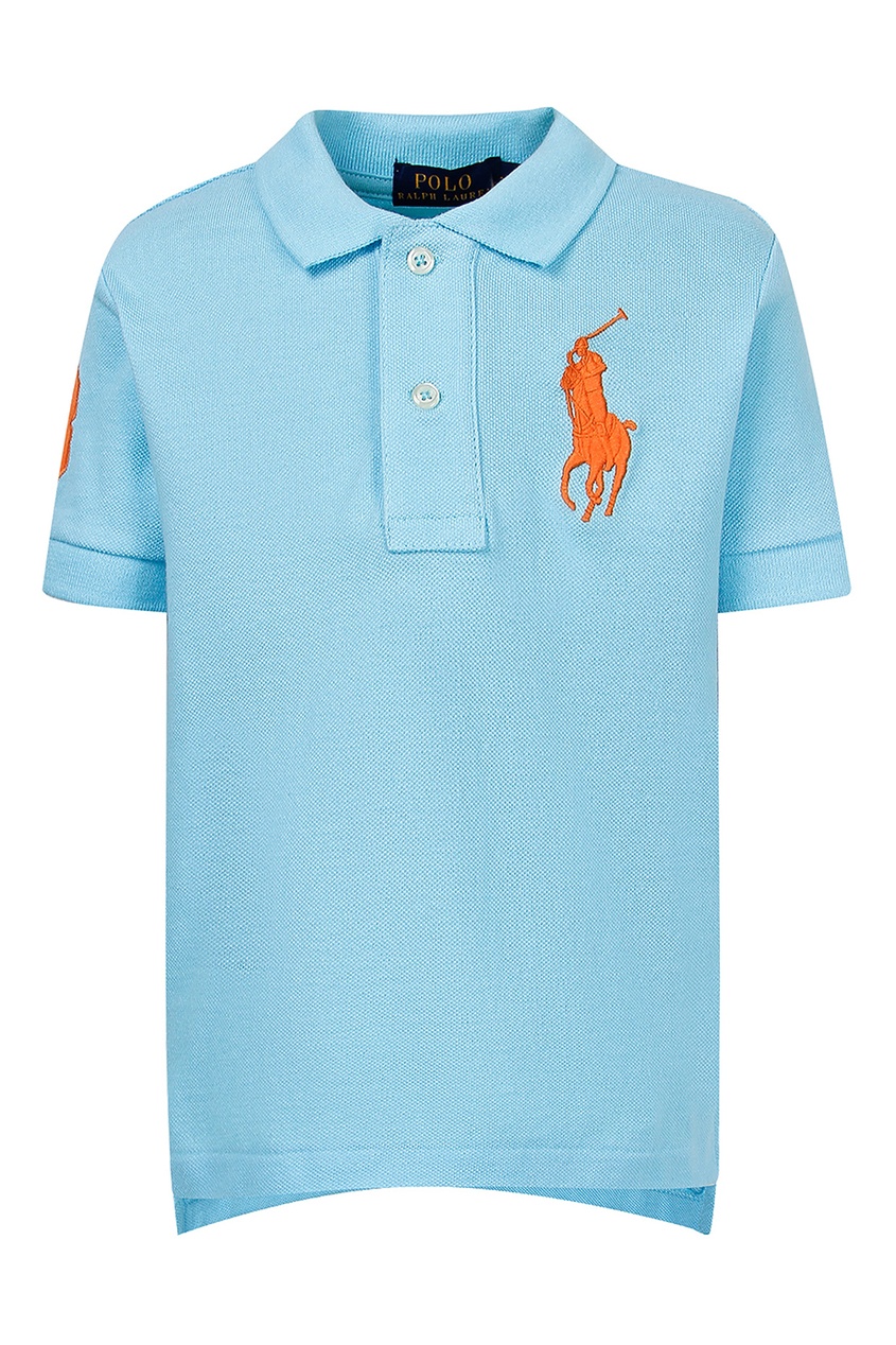 фото Голубое поло с цифрой polo ralph lauren kids