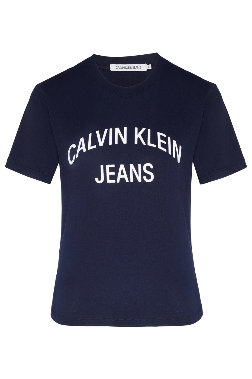 фото Синяя футболка с логотипом Calvin klein