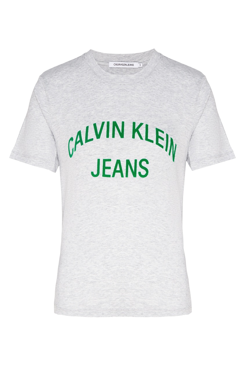 фото Серая футболка с логотипом calvin klein