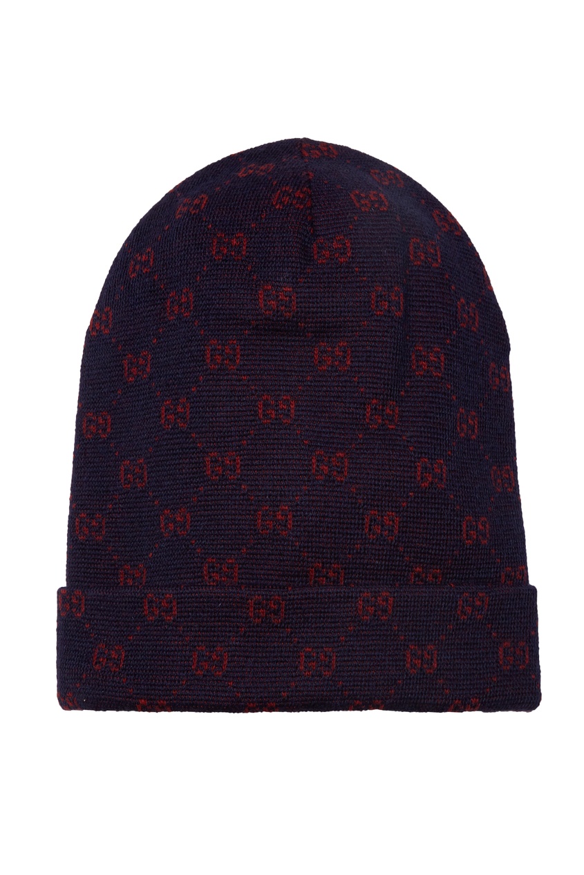 Красно-синяя шапка с мотивом GG от Gucci