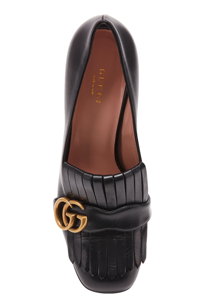 фото Черные туфли с бахромой и логотипом gg gucci