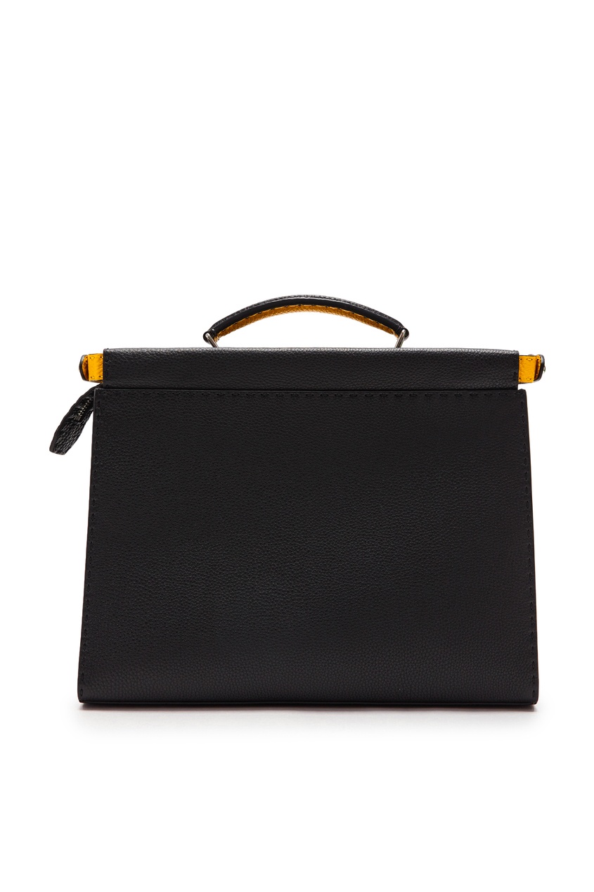 фото Черная кожаная сумка-портфель fendi