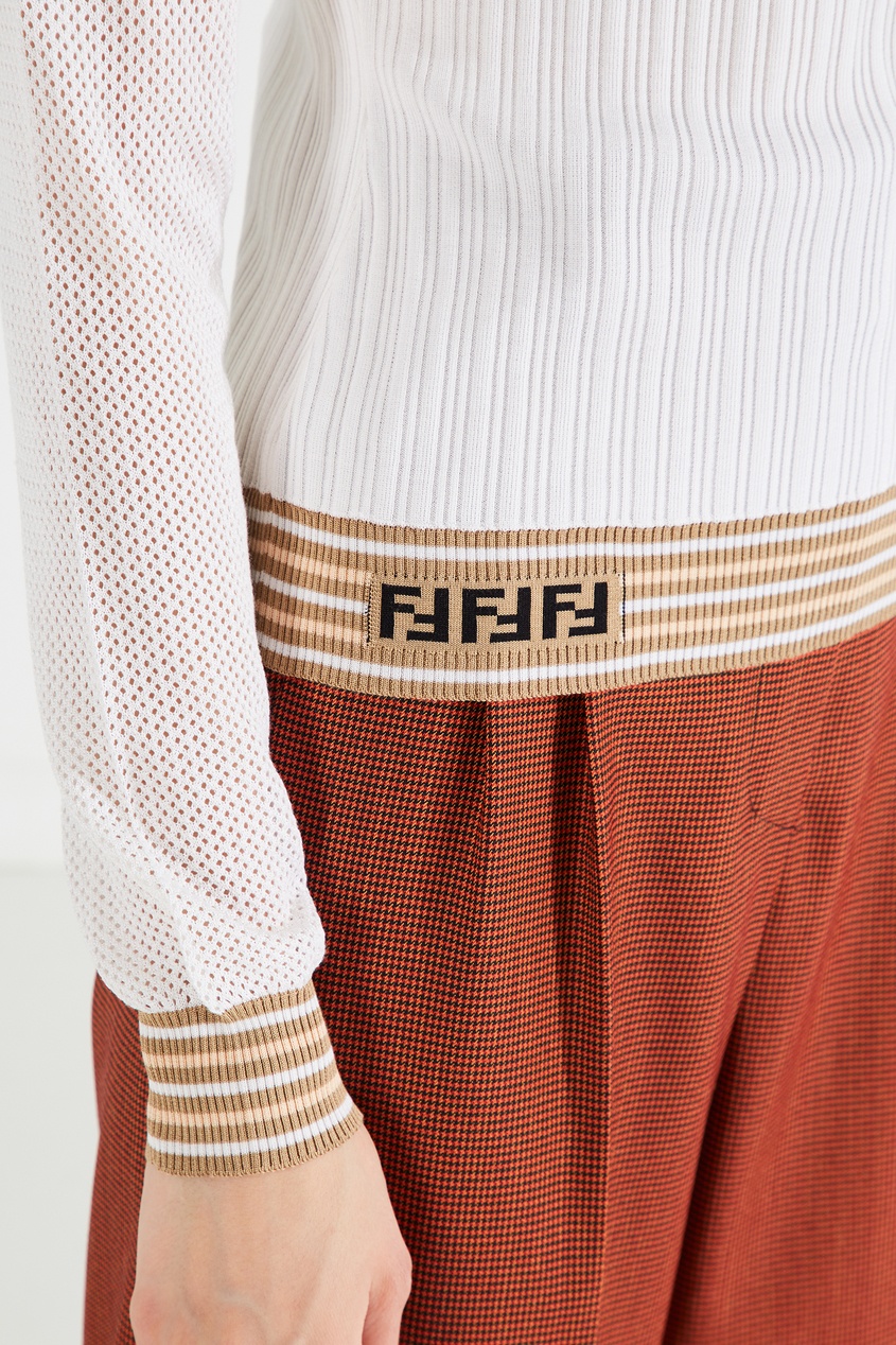 фото Шелковый джемпер с сетчатыми рукавами Fendi