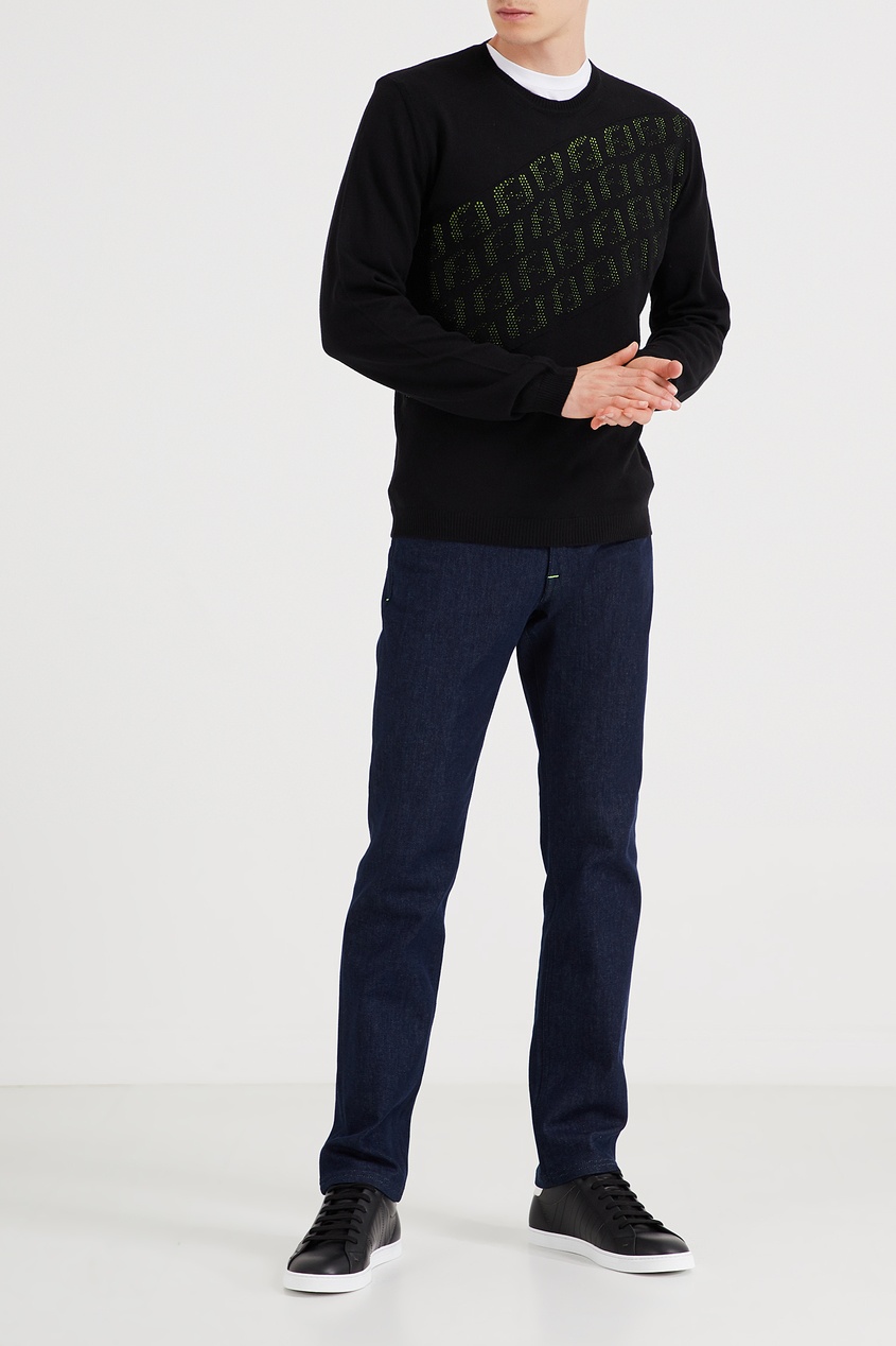 фото Черный шерстяной свитер с принтом Fendi
