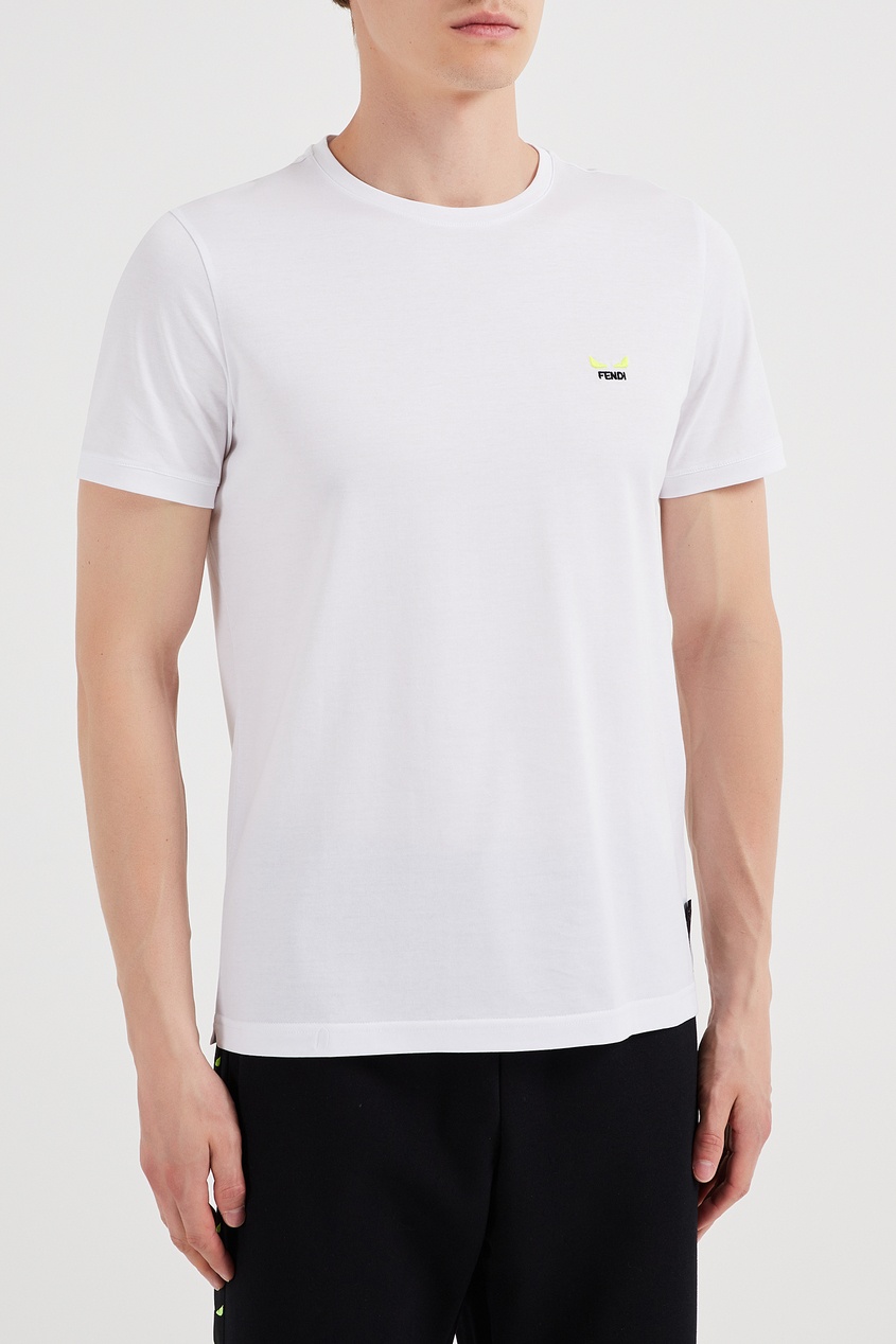 фото Хлопковая футболка белого цвета с логотипом fendi