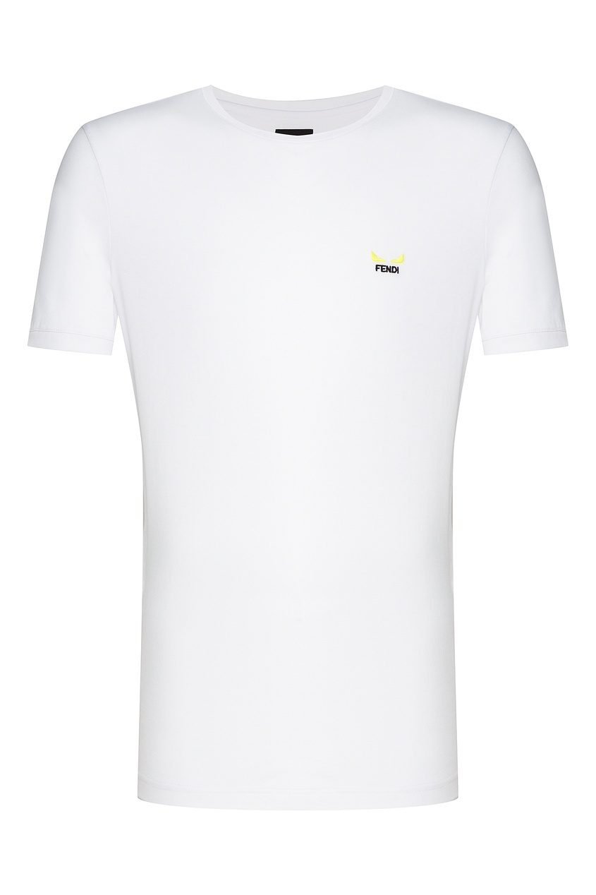 фото Хлопковая футболка белого цвета с логотипом fendi