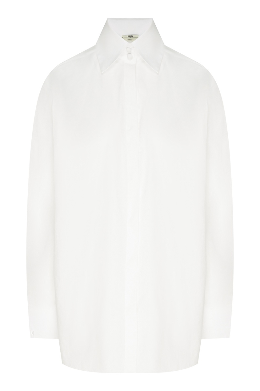 фото Белая хлопковая рубашка с длинным рукавом Fendi