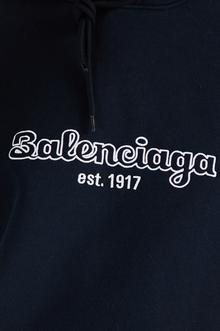 фото Темно-синее худи с логотипом balenciaga