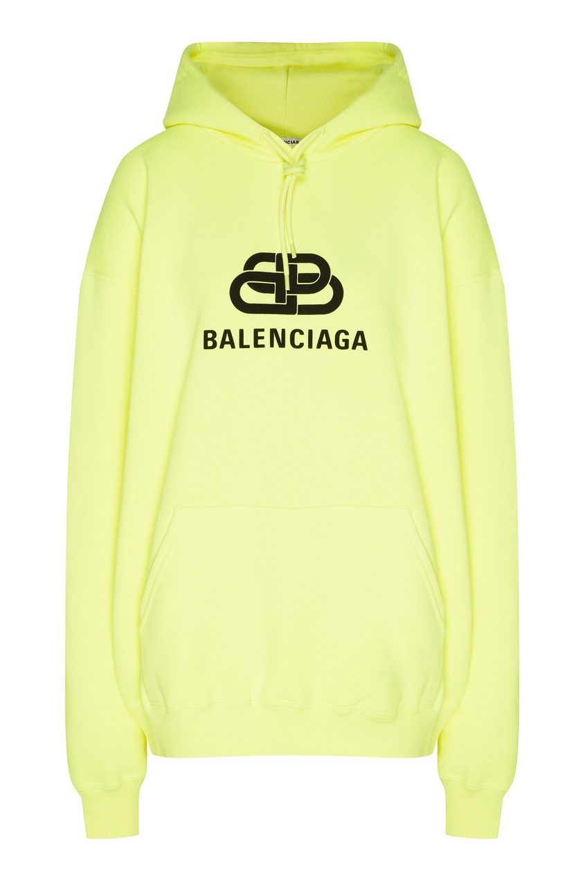 фото Неоново-желтое худи с логотипом BB Balenciaga
