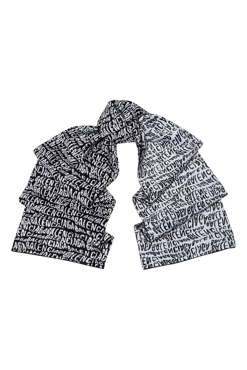 фото Черно-белый шарф с логотипами Balenciaga