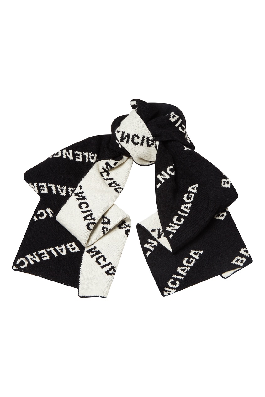 фото Черный шарф с контрастным логотипом balenciaga