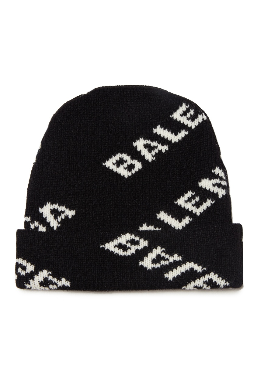 фото Черная шапка с логотипами Balenciaga man