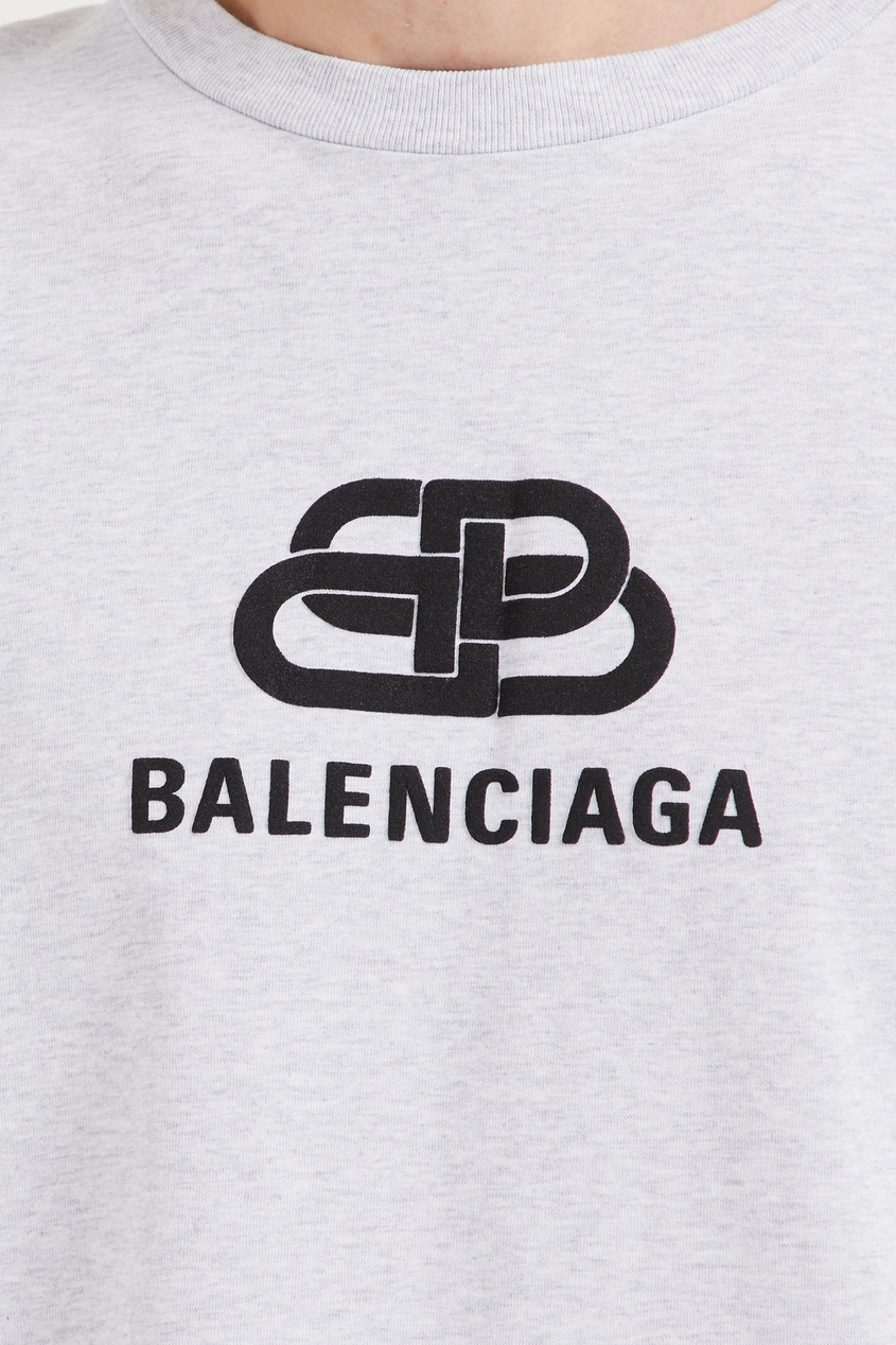 фото Серая футболка с логотипом и монограммой Balenciaga man