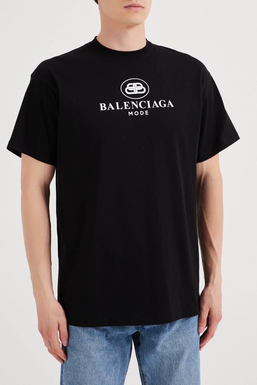 фото Черная футболка с логотипом Balenciaga man