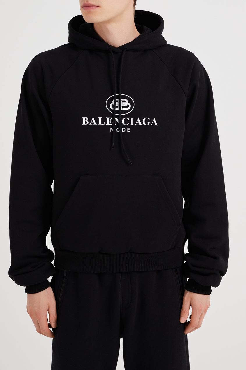 фото Черное худи с логотипом и монограммой Balenciaga man
