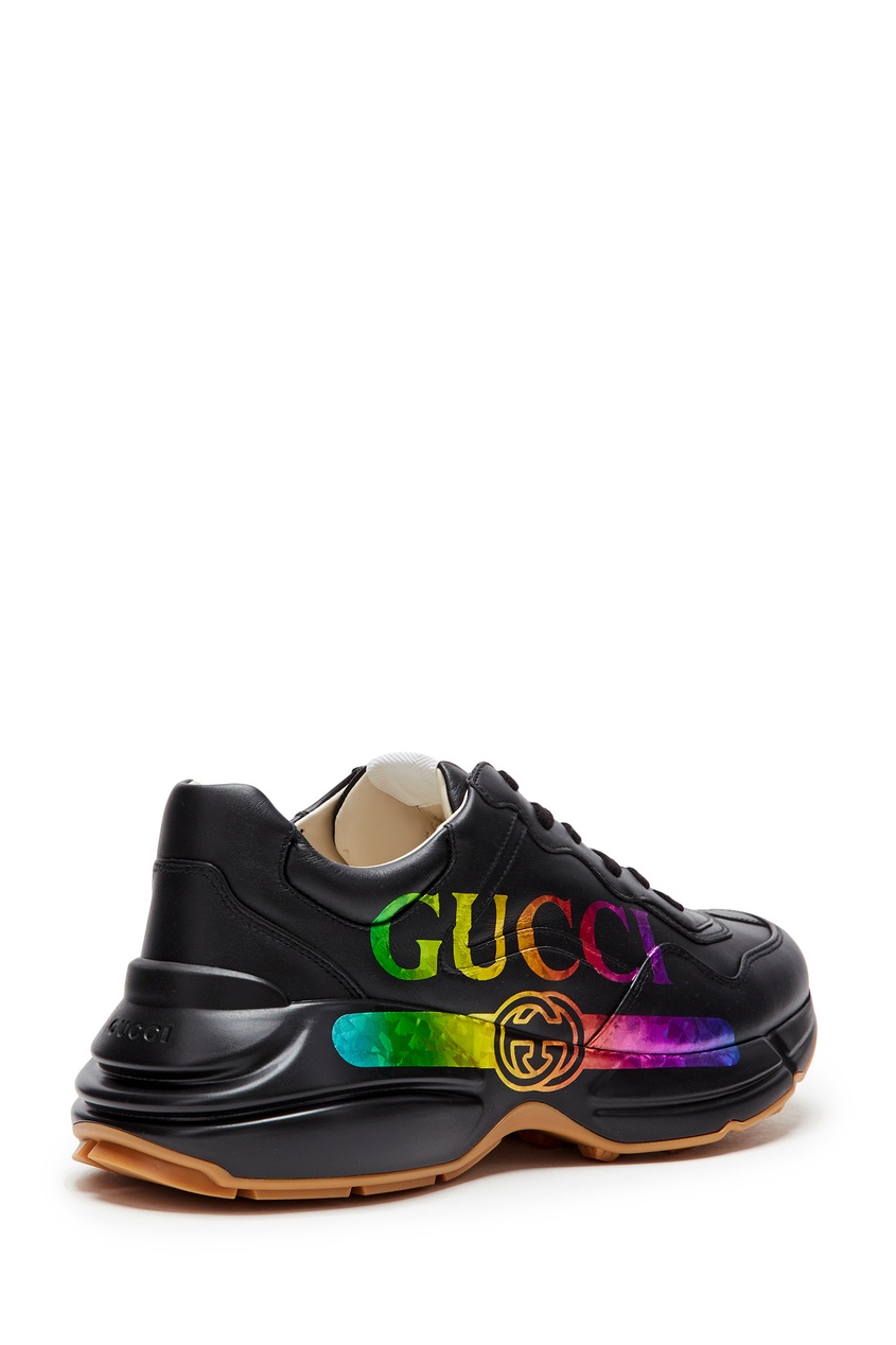 фото Черные кроссовки с разноцветным логотипом Gucci man