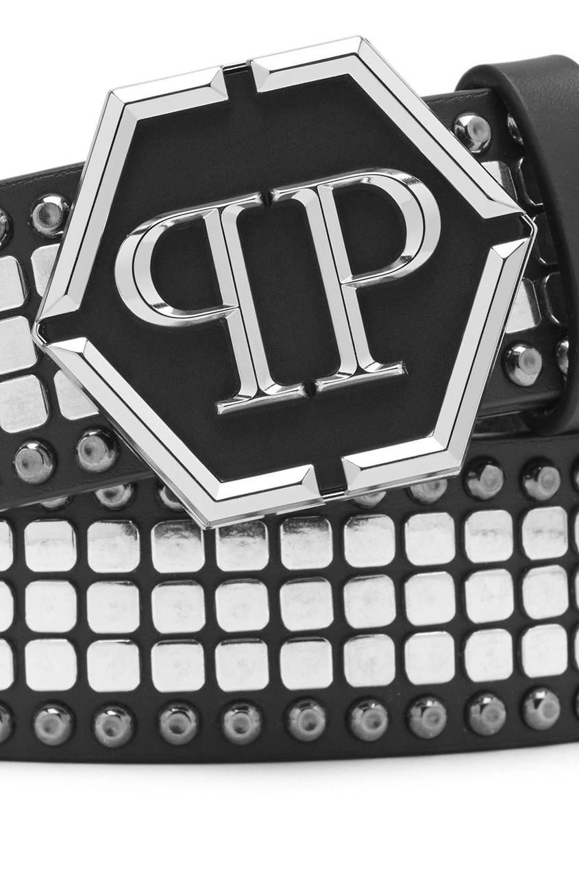 фото Ремень с заклепками и логотипом philipp plein