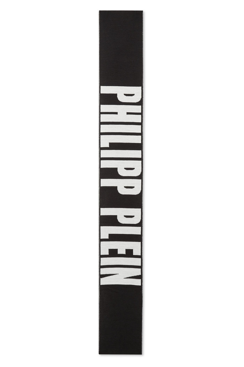 фото Черный шарф с логотипом Philipp plein kids