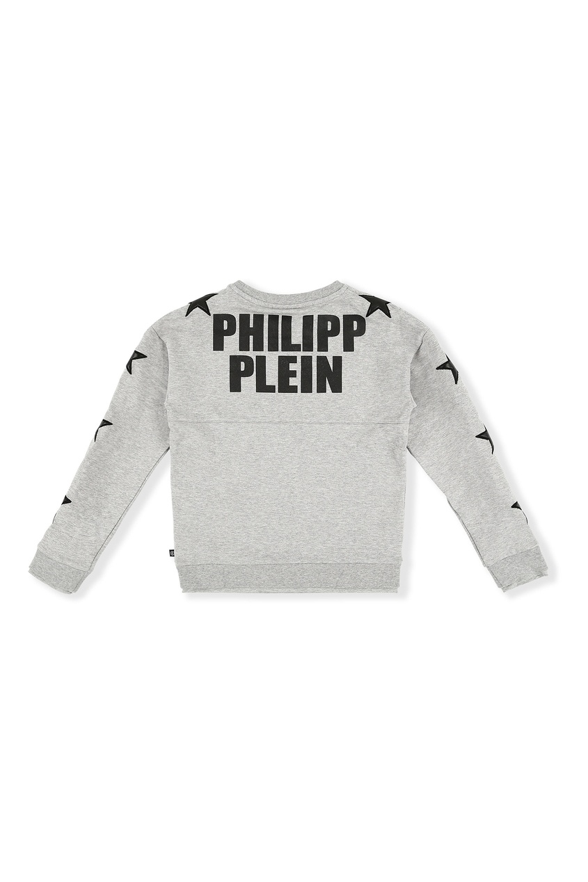 фото Серый свитшот со звездами Philipp plein kids