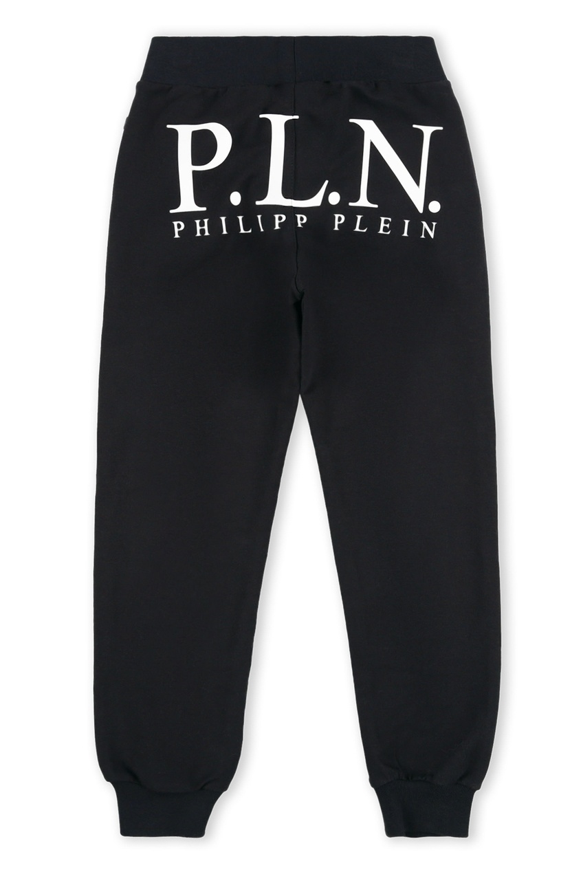 фото Черные брюки с монограммой и логотипом philipp plein kids