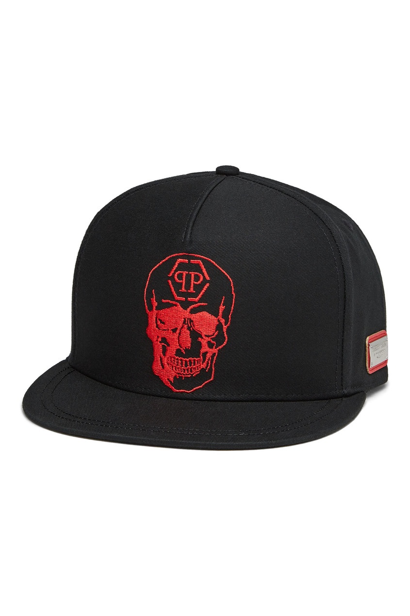 

Черная кепка с красным черепом, Черный