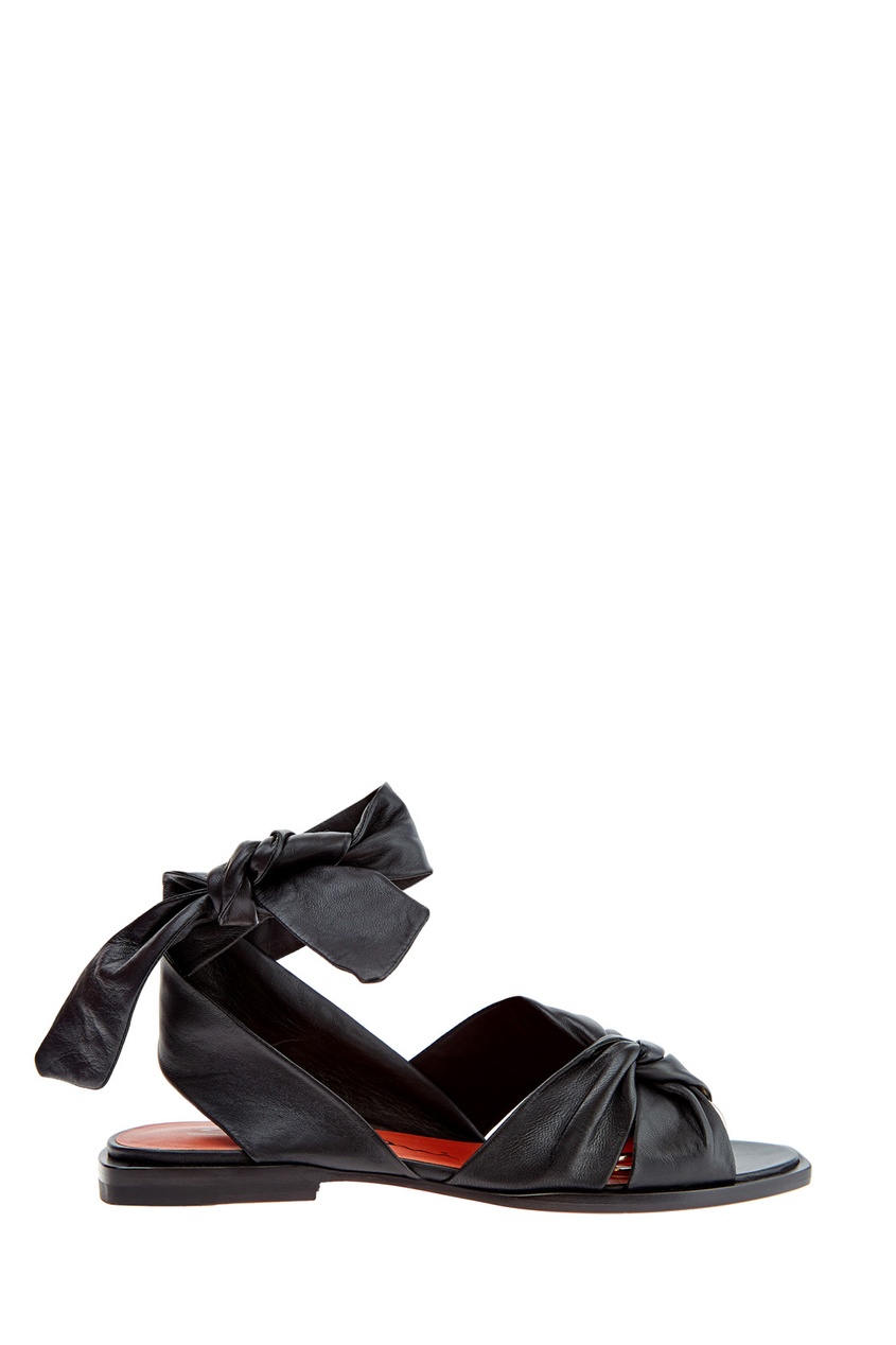 фото Кожаные сандалии с бантом на щиколотке santoni