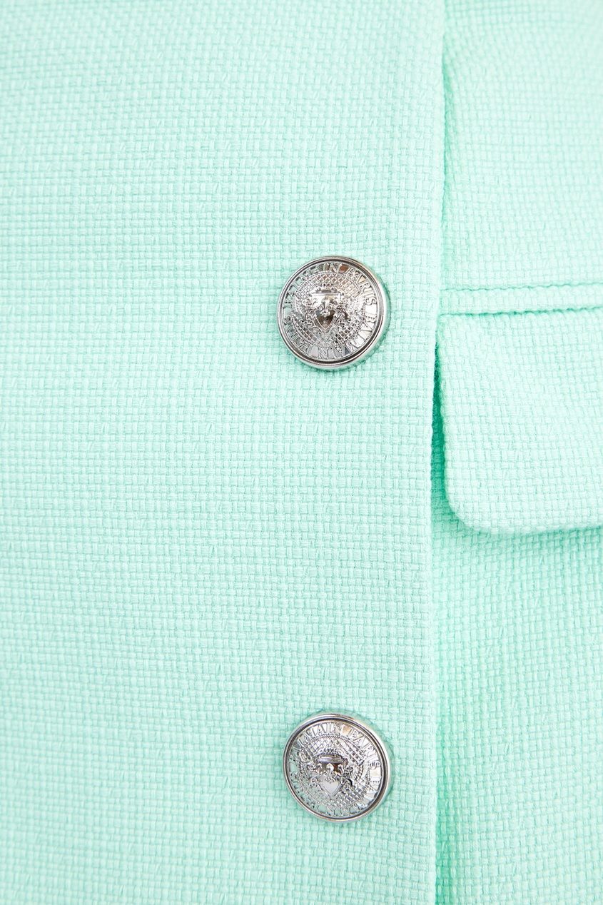 фото Короткая юбка мятного цвета с пуговицами balmain