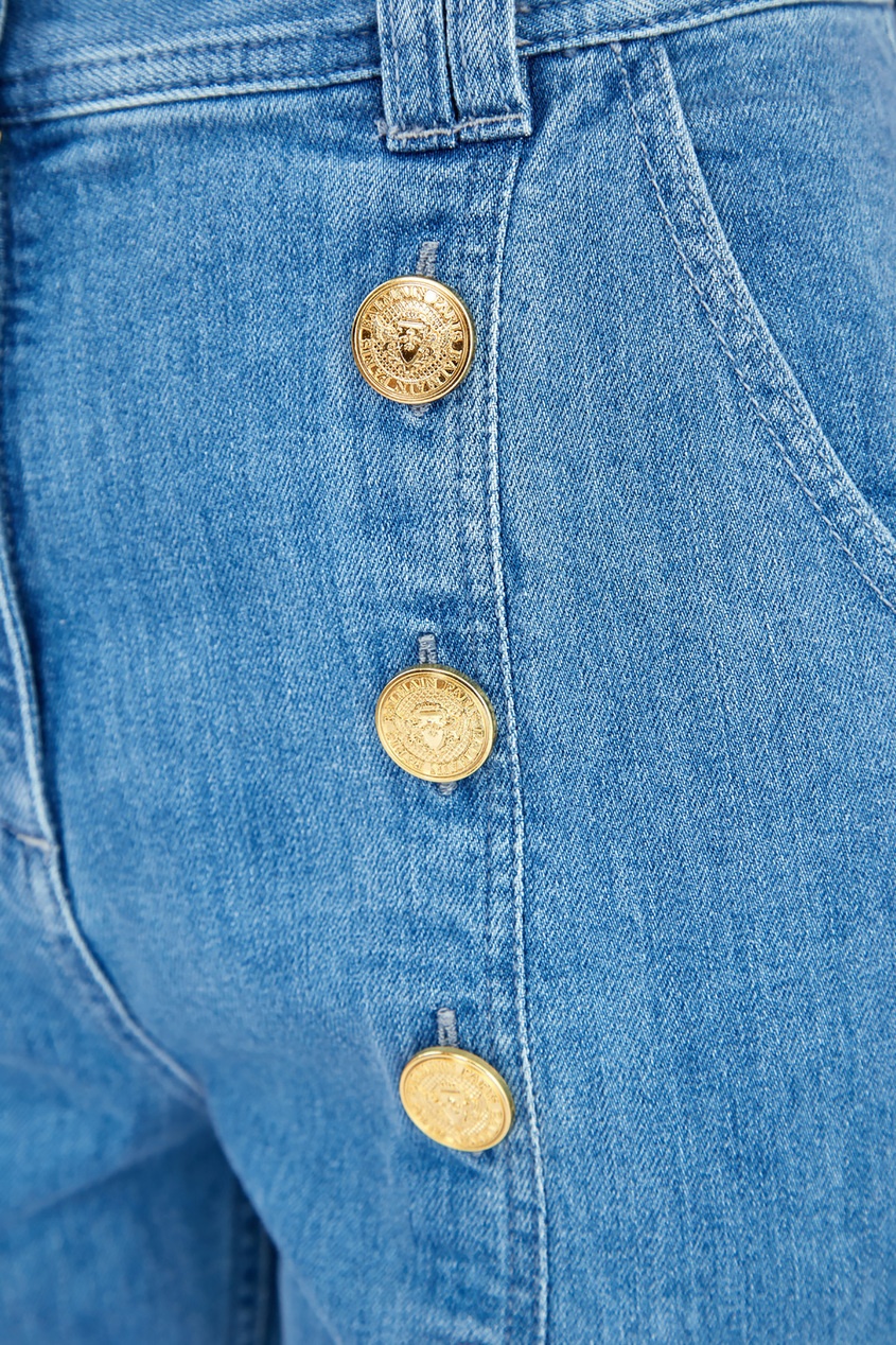 фото Укороченные джинсы с золотистыми пуговицами balmain