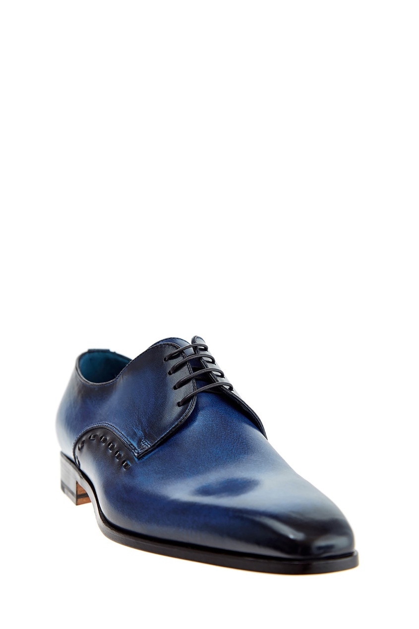 фото Кожаные туфли синего цвета moreschi