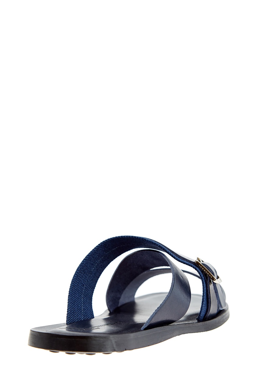 фото Кожаные шлепанцы синего цвета moreschi