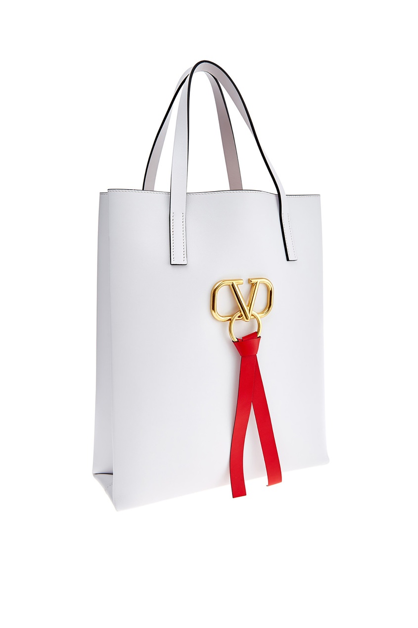фото Белая вертикальная сумка-шоппер Valentino Garavani
