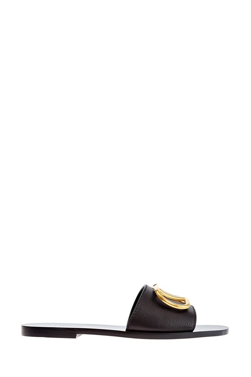 фото Черные кожаные шлепанцы valentino garavani