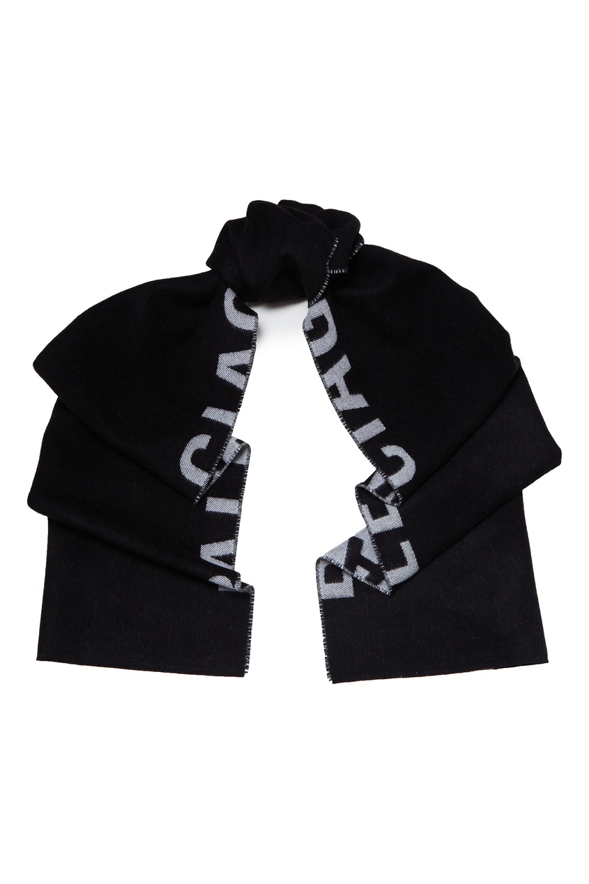 фото Черный шарф с крупным логотипом Balenciaga
